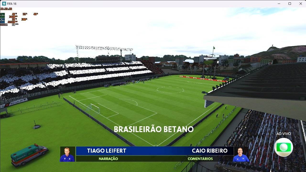 Abertura do Brasileirão com narração e comentários, dentro do jogo.